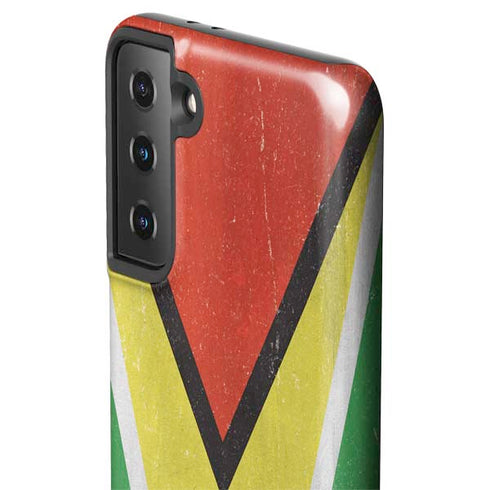 Guyana Flag Distressed Galaxy S21 FE Pro Case